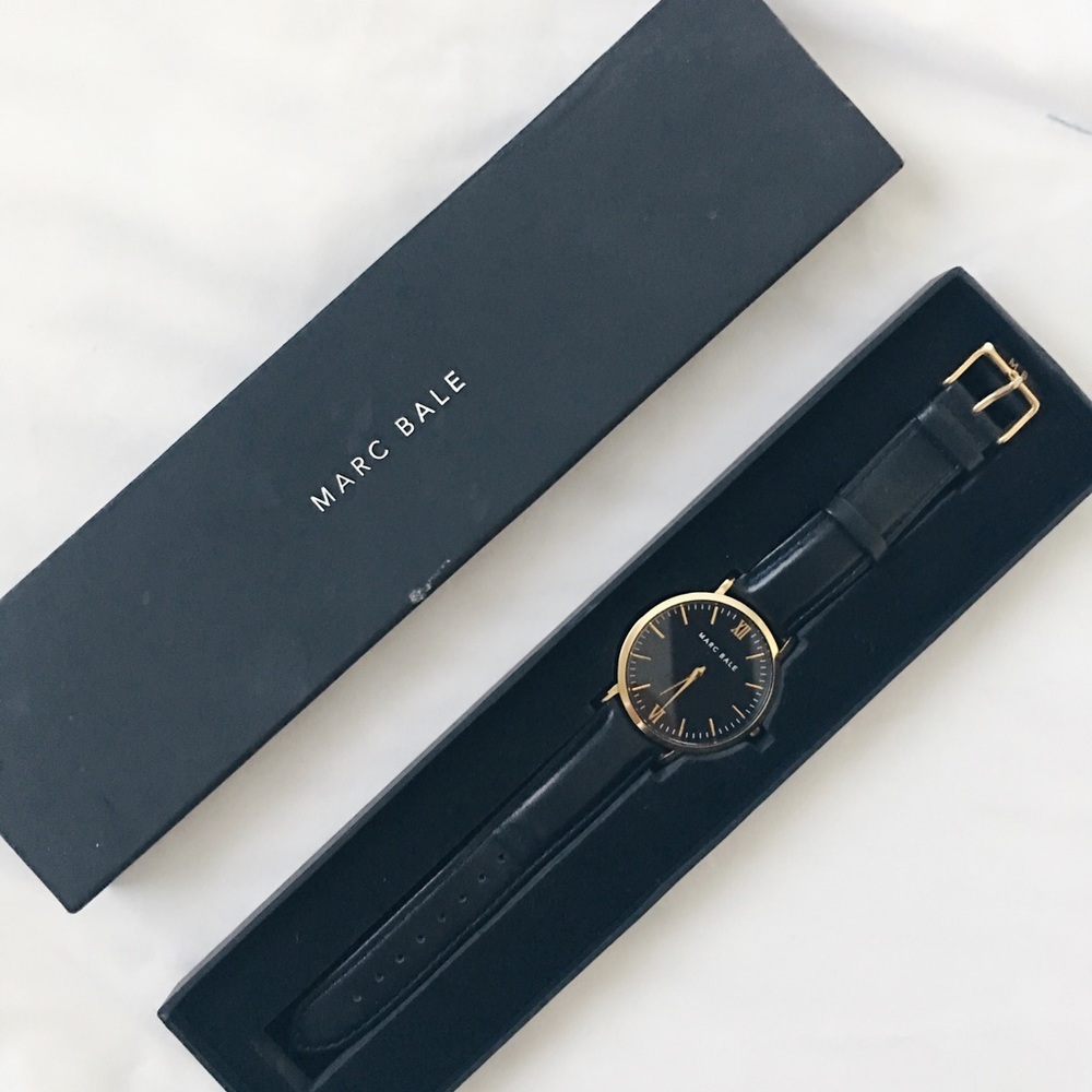 Marc Bale Black Leather Watch